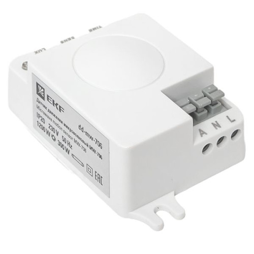 Микроволновый датчик движения бел. 1200Вт 360гр. до 10м IP20 MW-706 EKF Микроволновый датчик движения бел. 1200Вт 360гр. до 10м IP20 MW-706 EKF