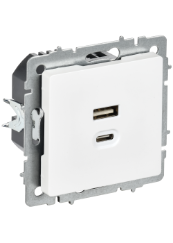 BRITE Розетка USB A+C 45Вт высокоскоростная зарядка РЮ11-2-БрАБ арктический белый IEK