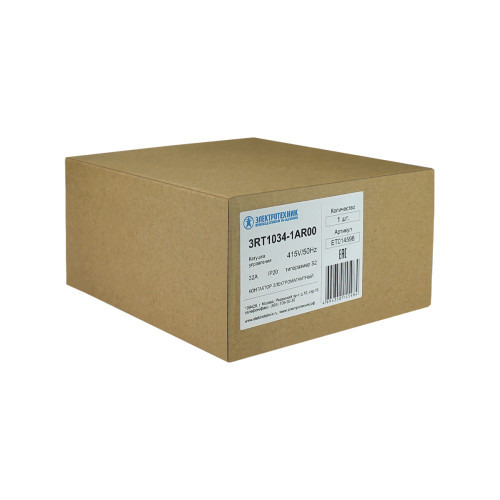 3RT1034-1AR00, 3-пол., 32A, AC-3, 15кВт/400V, 415V AC, 50/60Гц, типоразмер S2, винтовые клеммы, IP20, контактор электромагнитный (ЭТ) 3RT1034-1AR00, 3-пол., 32A, AC-3, 15кВт/400V, 415V AC, 50/60Гц, типоразмер S2, винтовые клеммы, IP20, контактор электромагнитный (ЭТ)