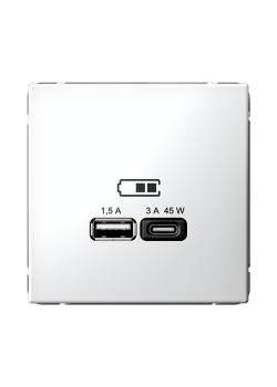 ARTGALLERY USB РОЗЕТКА A + тип-C 45Вт высокоскор.заряд. QC, PD, механизм, БЕЛЫЙ