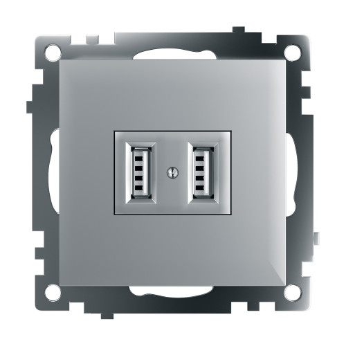 Розетка USB 2-местная (механизм), STEKKER GLS10-7115-03, 250B, 2,1А, серия Катрин, серебро Розетка USB 2-местная (механизм), STEKKER GLS10-7115-03, 250B, 2,1А, серия Катрин, серебро