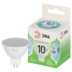 Лампа светодиодная GREEN LINE MR16-10W-840-GU5.3 GL 10Вт софит 4000К яркий свет бел. GU5.3 Эра Б0067064