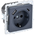 BRITE Розетка 1-местная с заземлением с защитными шторками 16А с USB A+C 18Вт РЮш11-1-БрМ маренго IEK