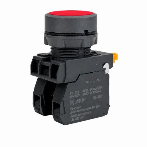 Кнопка SB-31 плоская с фиксацией 1NO красная IP65