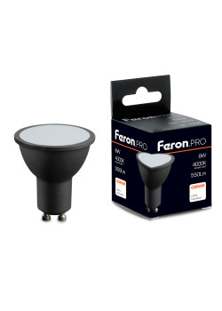 Лампа светодиодная Feron.PRO LB-1608 GU10 8W 175-265V 4000K в черном корпусе