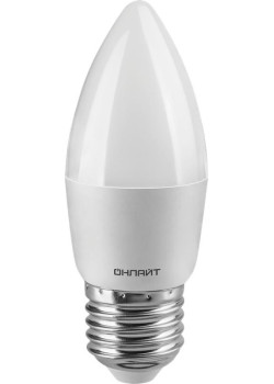 Лампа светодиодная 61 130 OLL-C37-8-230-6.5K-E27-FR 8Вт ОНЛАЙТ 61130