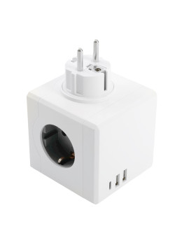 Разветвитель сетевой 3-местный с/з STEKKER ADP16-33-21, 250V, 16A, ABS пластик, белый