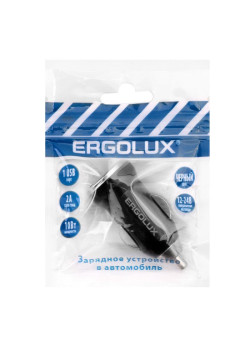 Адаптер автомобильный ELX-CA01P-C02 ПРОМО 1USB 12В 5В/2А LED пакет черн. ERGOLUX 15105