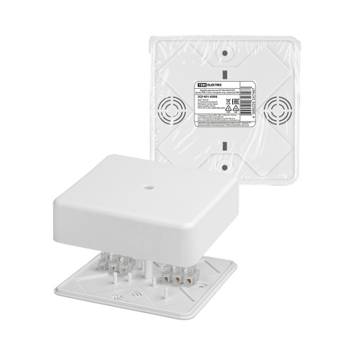 Коробка распаячная КР 100х100х29 ОП белая, IP40, с клем. колодкой, инд. штрихкод TDM