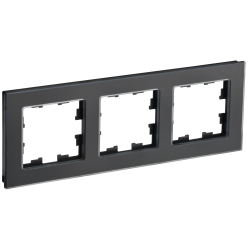 BRITE Рамка 3-местная РУ-3-2-Бр стекло черный матовый IEK