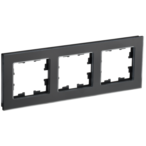 BRITE Рамка 3-местная РУ-3-2-Бр стекло черный матовый IEK
