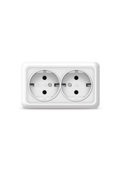 Розетка 2-м ОП Олимп 16А IP20 с заземл. бел. UNIVersal О0128