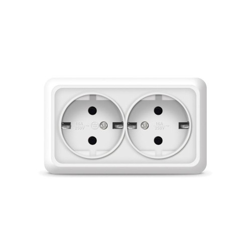 Розетка 2-м ОП Олимп 16А IP20 с заземл. бел. UNIVersal О0128