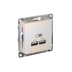 ATLASDESIGN USB РОЗЕТКА A+A, 5В/2,1А, 2х5В/1,05А, механизм, ЖЕМЧУГ