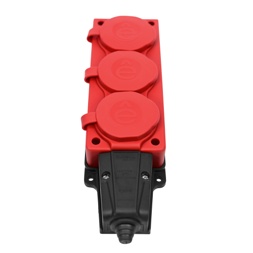 MULTISET Колодка 3х розетка 2К+З каучуковая 16 А/250 В IP44 КРАСНАЯ MULTISET Колодка 3х розетка 2К+З каучуковая 16 А/250 В IP44 КРАСНАЯ