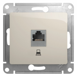 GLOSSA РОЗЕТКА компьютерная RJ45 кат. 5e, механизм, МОЛОЧНЫЙ