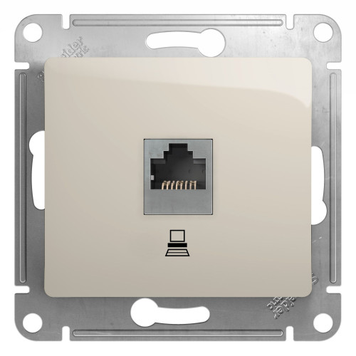 GLOSSA РОЗЕТКА компьютерная RJ45 кат. 5e, механизм, МОЛОЧНЫЙ
