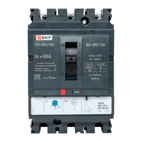 ВА-99C 100/80А 3P 35кА с термомагнитным расцепителем EKF ВА-99C 100/80А 3P 35кА с термомагнитным расцепителем EKF
