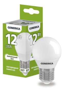 Лампа светодиодная/ Лампа светодиодная G45 шар 12Вт 230В 4000К E27 GENERICA