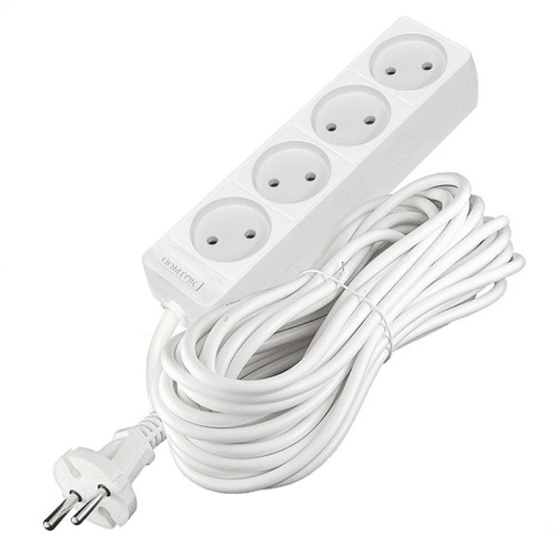 Удлинитель 4х10м без заземл. 10А IP20 2.2кВт ПВС 2х1 бел. DOMTOK 2355