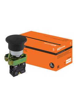 Кнопка грибовидная SB2-BС21 с возвратом, 1НО, d22 мм, черная, IP40 TDM