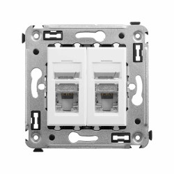 Компьютерная розетка RJ-45 в стену, кат.6 двойная экранированная, Avanti, белое облако