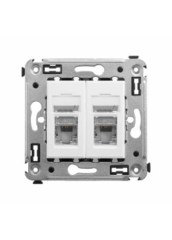 Компьютерная розетка RJ-45 в стену, кат.6 двойная экранированная, Avanti, белое облако