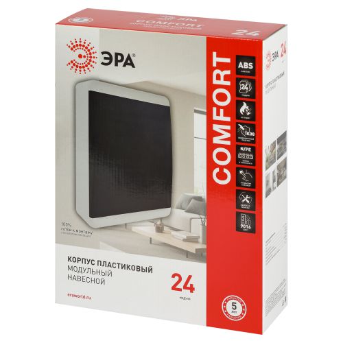 Корпус навесной COMFORT ЩРН-П-24 IP41 пластик.прозр. крышка бел. Эра Б0067244