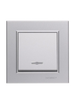 Выключатель 1-кл. СП Karea 10А IP20 сереб. с подсветкой Makel 56065021