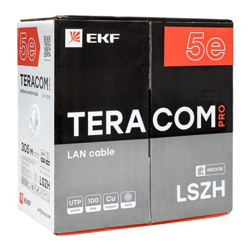 Витая пара TERACOM PRO Cat.5E U/UTP 4 п. solid 24AWG LSZH нг(А)-HF сер. (305м) Витая пара TERACOM PRO Cat.5E U/UTP 4 п. solid 24AWG LSZH нг(А)-HF сер. (305м)