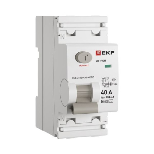 ВДТ ВД-100N 2P 40А 100мА AC эл-мех 6кА PROXIMA EKF