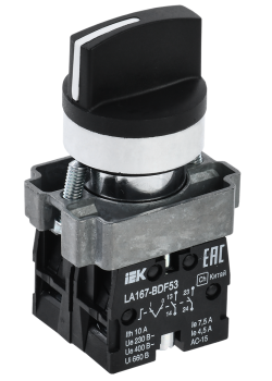 Переключатель LA167-BDF53 на 3 положения 2NO черный IEK