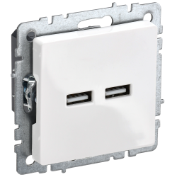 BRITE Розетка USB A+A 5В 3,1А РЮ10-1-БрБ белый IEK