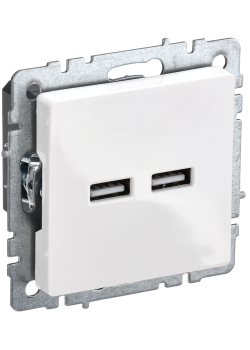 BRITE Розетка USB A+A 5В 3,1А РЮ10-1-БрБ белый IEK