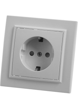 Розетка 1-местная с/з STEKKER  PST16-9010-01, 250В, 16А с защитной шторкой, серия Эрна, белый