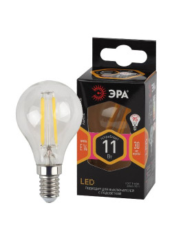 Лампа светодиодная филаментная F-LED P45-11w-827-E14 P45 11Вт шар E14 тепл. бел. ЭРА Б0047012