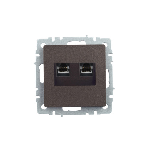 BRITE Розетка компьютерная двойная RJ45 кат.5E РК10-2-БрТБ темная бронза IEK BRITE Розетка компьютерная двойная RJ45 кат.5E РК10-2-БрТБ темная бронза IEK