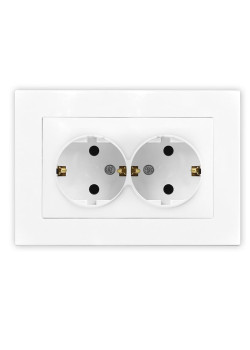 Розетка 2-м СП Афина 16А IP20 с заземл. в сборе бел. Universal A0128