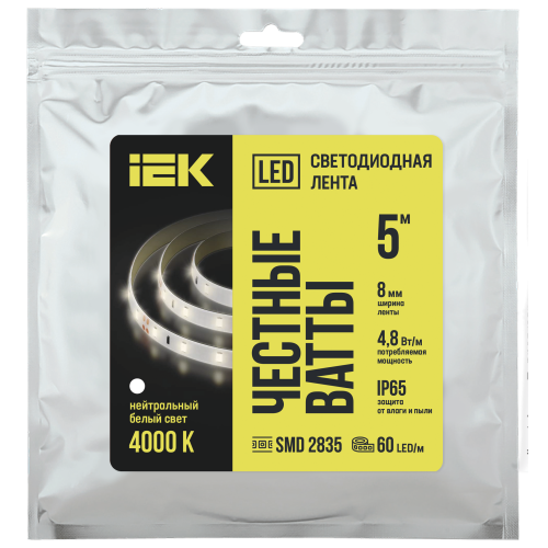 Лента светодиодная 5м LSR-2835NW60-4,8-IP65-12В IEK