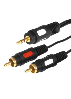 Шнур 3.5 Stereo Plug - 2RCA Plug 1.5м (GOLD) Rexant 17-4232