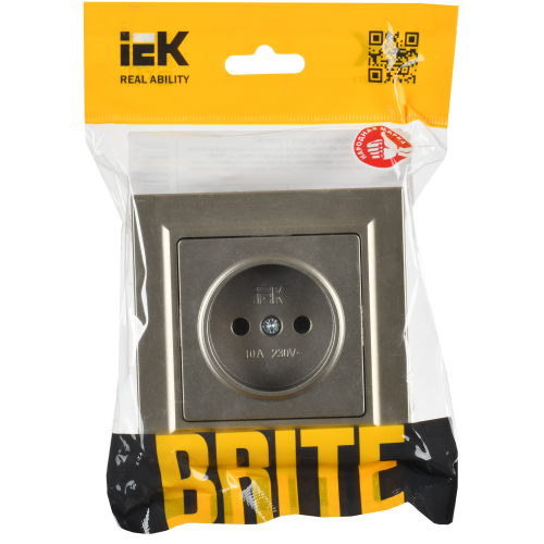 BRITE Розетка 1-местная без заземления без защитных шторок 10А в сб. РСР10-1-0-БрШ шампань IEK