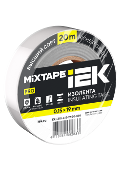 MIXTAPE PRO Изолента 0,15х19мм белая 20м IEK