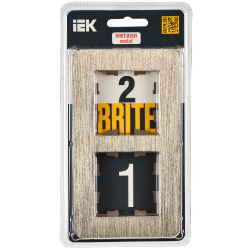 BRITE Рамка 2-местная РУ-2-1-Бр металл шампань RE AL IEK