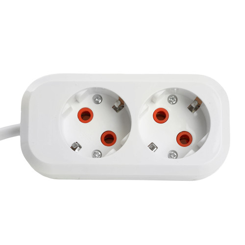 Удлинитель двухместный с/з STEKKER HM06-21-03 3x1мм2, 3м, серия Home, белый Удлинитель двухместный с/з STEKKER HM06-21-03 3x1мм2, 3м, серия Home, белый
