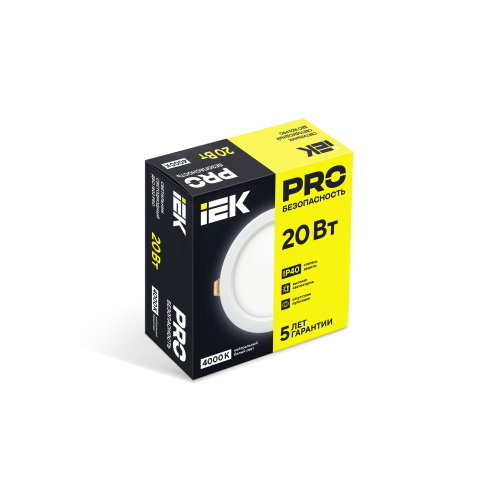 Светильник светодиодный ДВО 1802 PRO круг 20Вт 4000K IP40 белый IEK