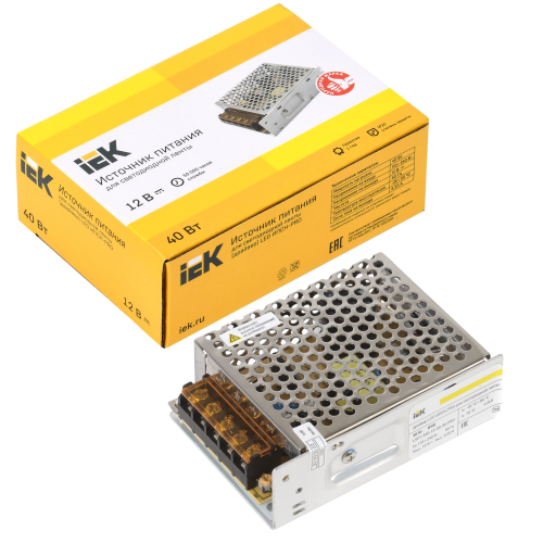 Драйвер LED ИПСН-PRO 40Вт 12В блок-клеммы IP20 IEK Драйвер LED ИПСН-PRO 40Вт 12В блок-клеммы IP20 IEK