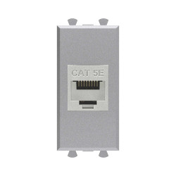 Компьютерная розетка RJ-45 без шторки модульная, кат.5е экранированная, Avanti, закаленная сталь, 1 модуль