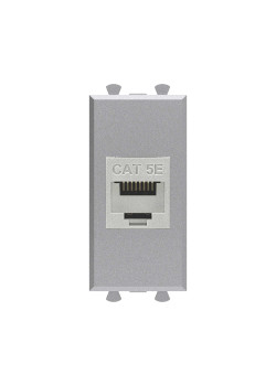 Компьютерная розетка RJ-45 без шторки модульная, кат.5е экранированная, Avanti, закаленная сталь, 1 модуль