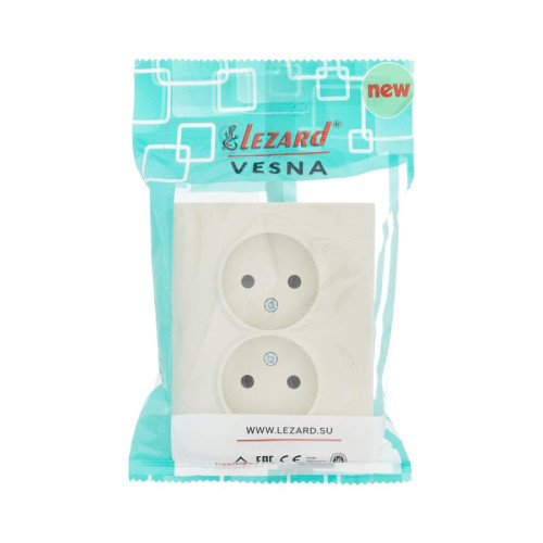 Розетка 2-м СП VESNA без заземл. ПБТ кремов. LEZARD 742-0300-128B Розетка 2-м СП VESNA без заземл. ПБТ кремов. LEZARD 742-0300-128B