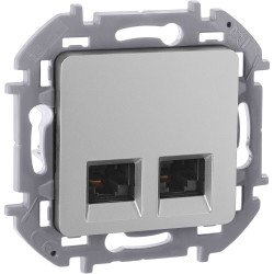 INSPIRIA Розетка компьютерная двойная RJ45 категория 5Е UTP алюминий